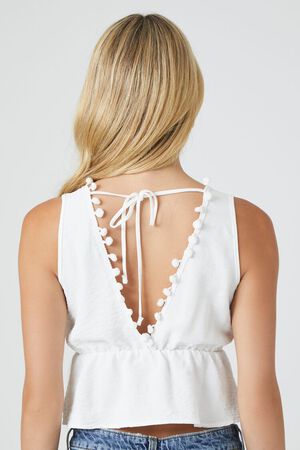 Flounce-detail Camisole Top - White - Ladies