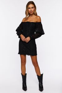 BLACK Lace Off-the-Shoulder Mini Dress, image 1