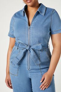 MEDIUM DENIM Plus Size Zip-Up Denim Jumpsuit, image 6