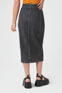 BLACK Button-Front Denim Midi Skirt, image 4