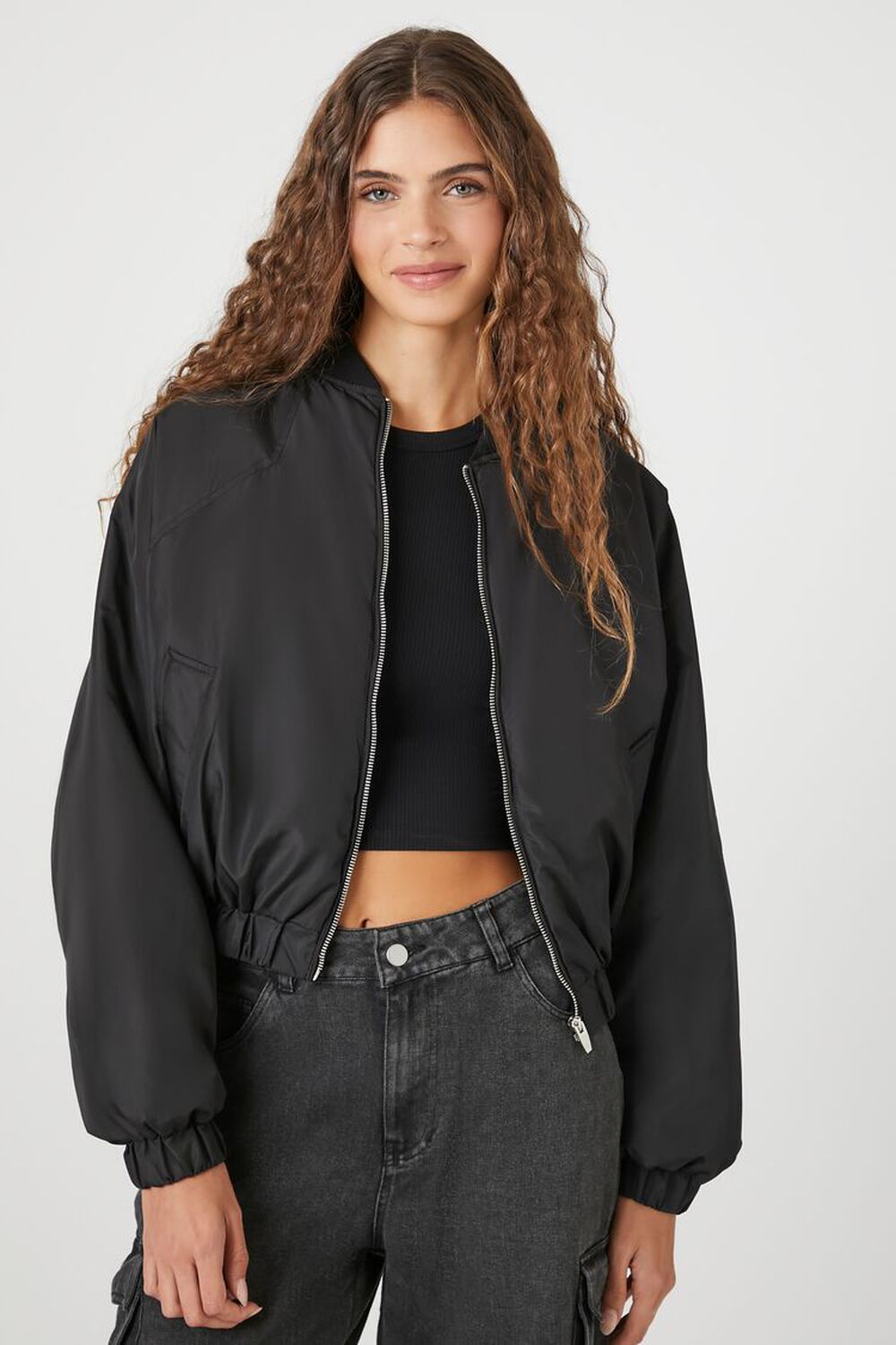 White and Black Cropped Off White Varsity Bomber Jacket - Jackets Masters