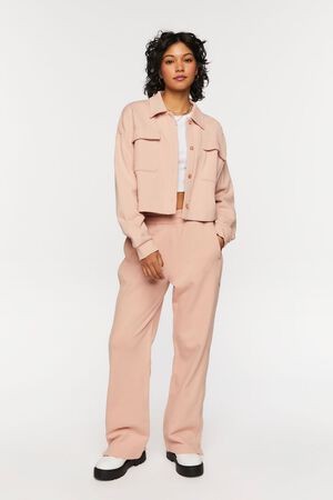 Forever 21 Plus Women's Satin Bomber Jacket in Dawn Pink, 3X | F21
