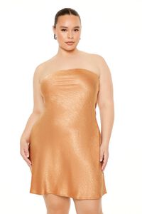 CAMEL Plus Size Strapless Tie-Back Mini Dress, image 4