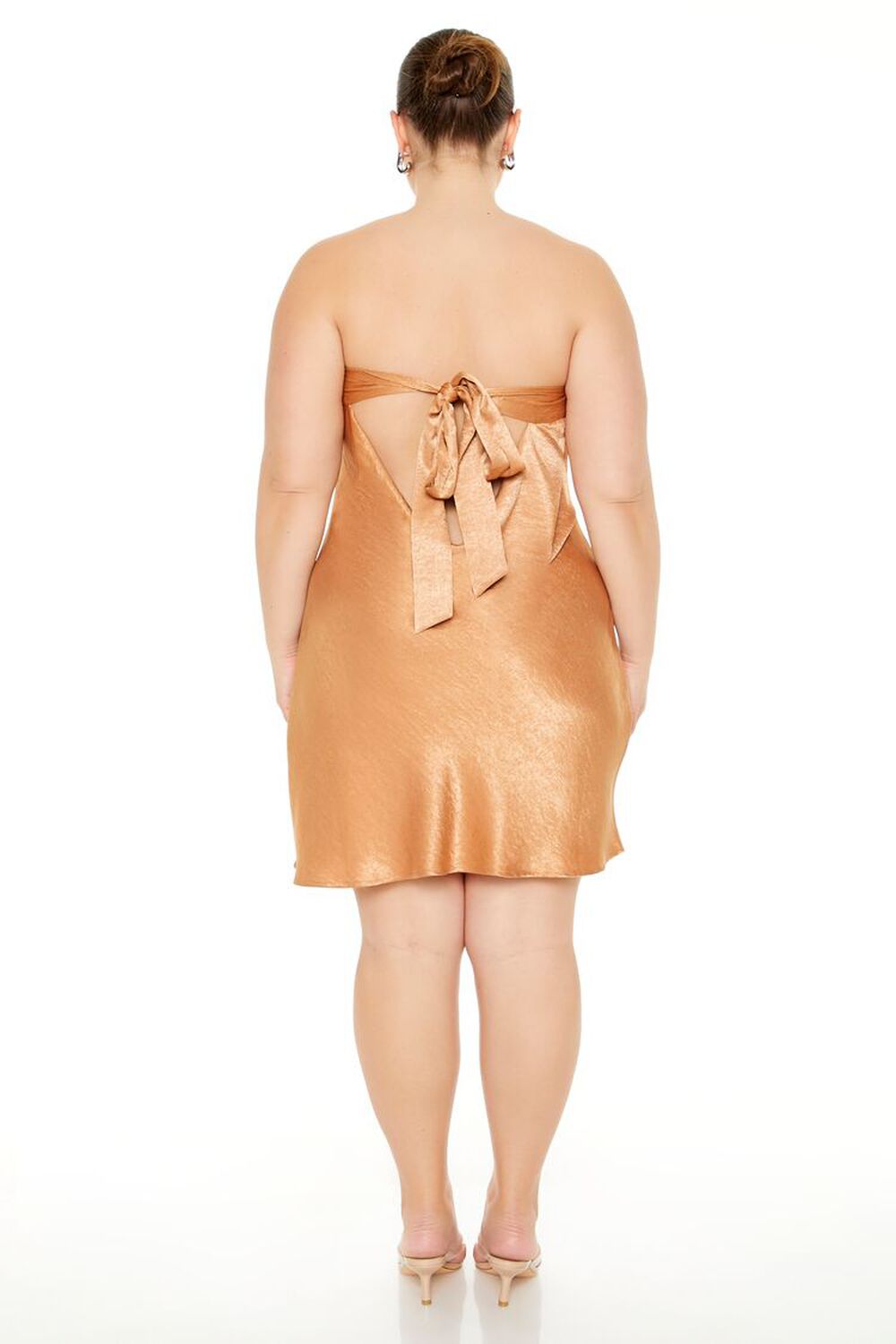 CAMEL Plus Size Strapless Tie-Back Mini Dress, image 3