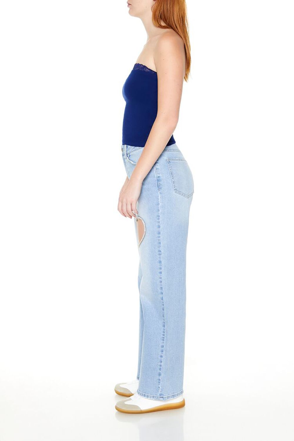 LIGHT DENIM Heart Cutout Straight-Leg Jeans, image 4