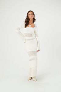 Open-Knit Bell-Sleeve Maxi Dress