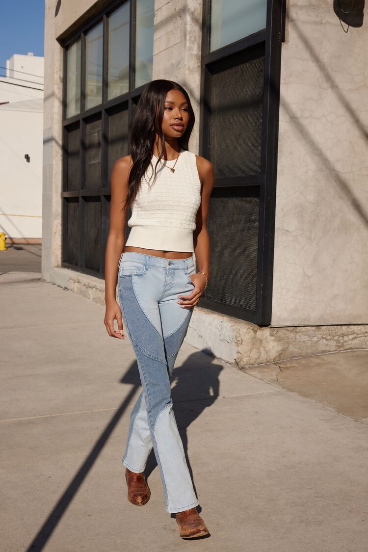 white denim bootcut jeans