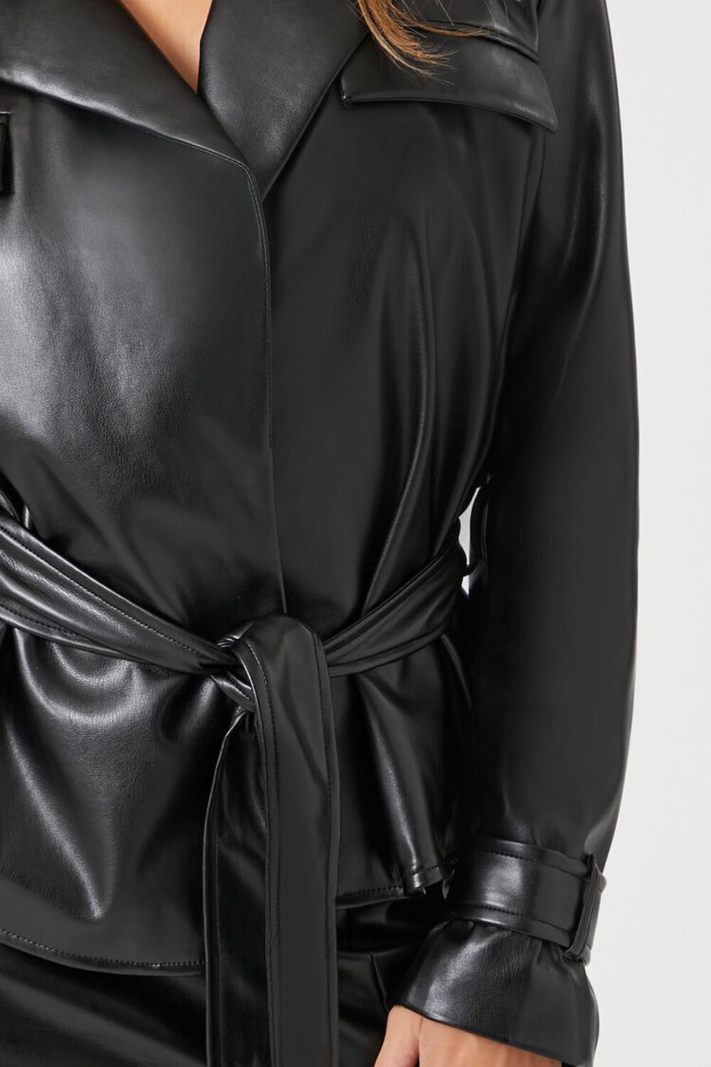 Buy LAPEL NECK POLYESTER WAIST-TIE BLACK TRENCH COAT for Women Online in  India