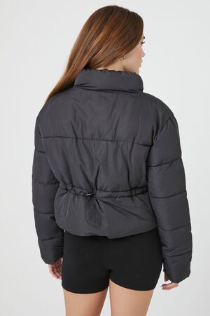 Forever 21 Thrills Patch Velour Puffer Jacket