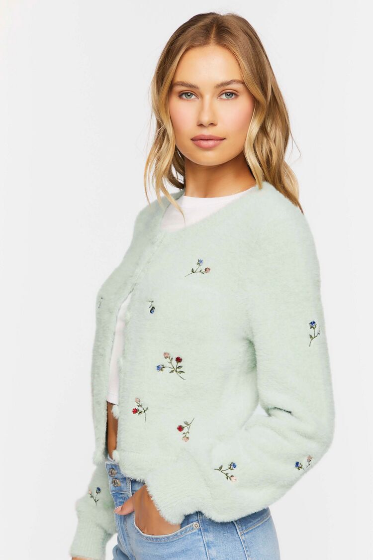 very brain Flower Embroidered Cardigan-