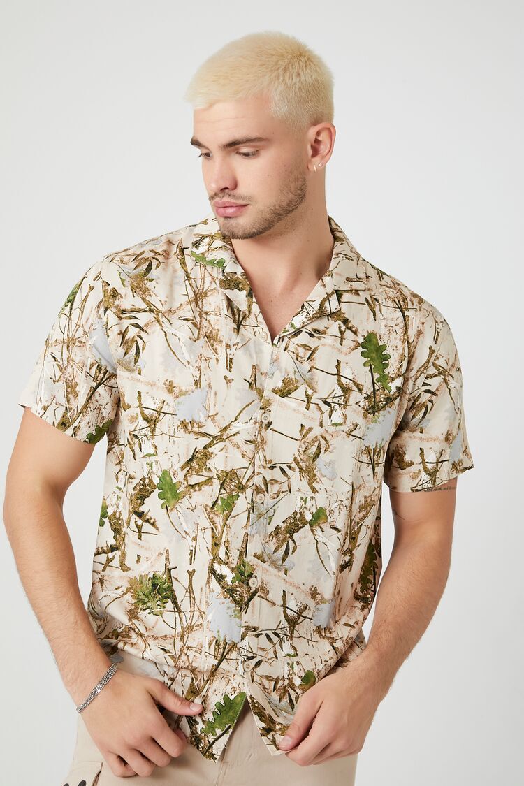 Leaf Print Short-Sleeve Shirt