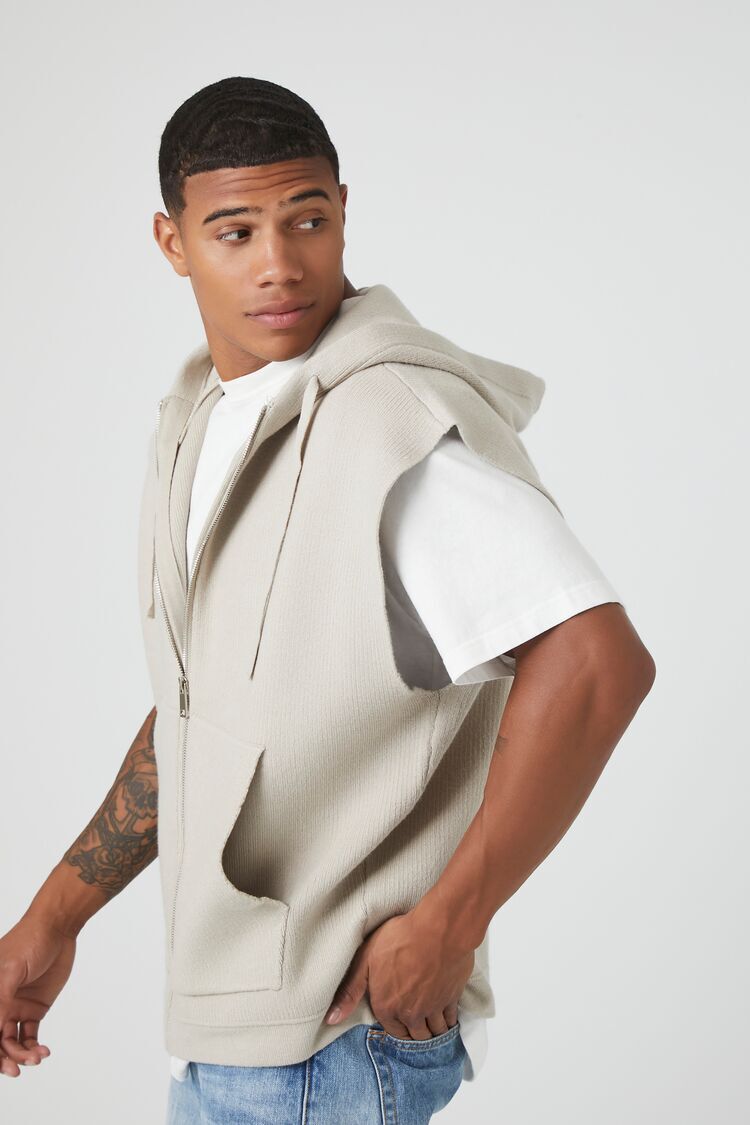 Sweater-Knit Hooded Vest