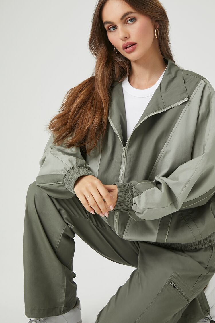 Two-Tone Poplin Bomber Jacket