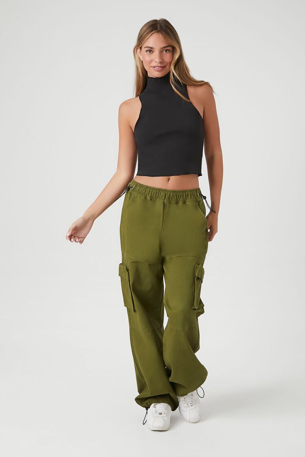 Womens Turtle Neck Cropped Tank 