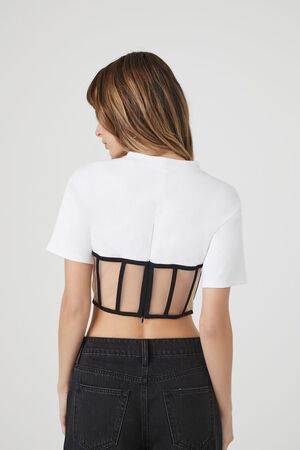 Forever 21 Women's Sheer Combo Hook-and-Eye Crop Top in Black, 3X