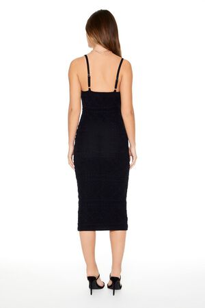 Sleeveless Loose Fitting Cami Midi Dress In Black, VM