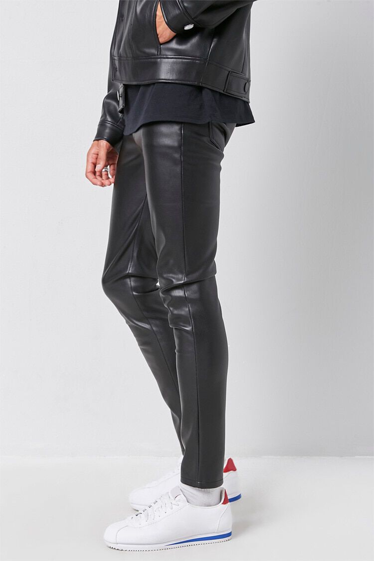 Faux Leather High-Rise Flare Pants