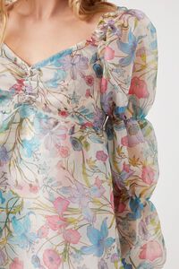 BLUE/MULTI Organza Floral Print Babydoll Dress, image 5