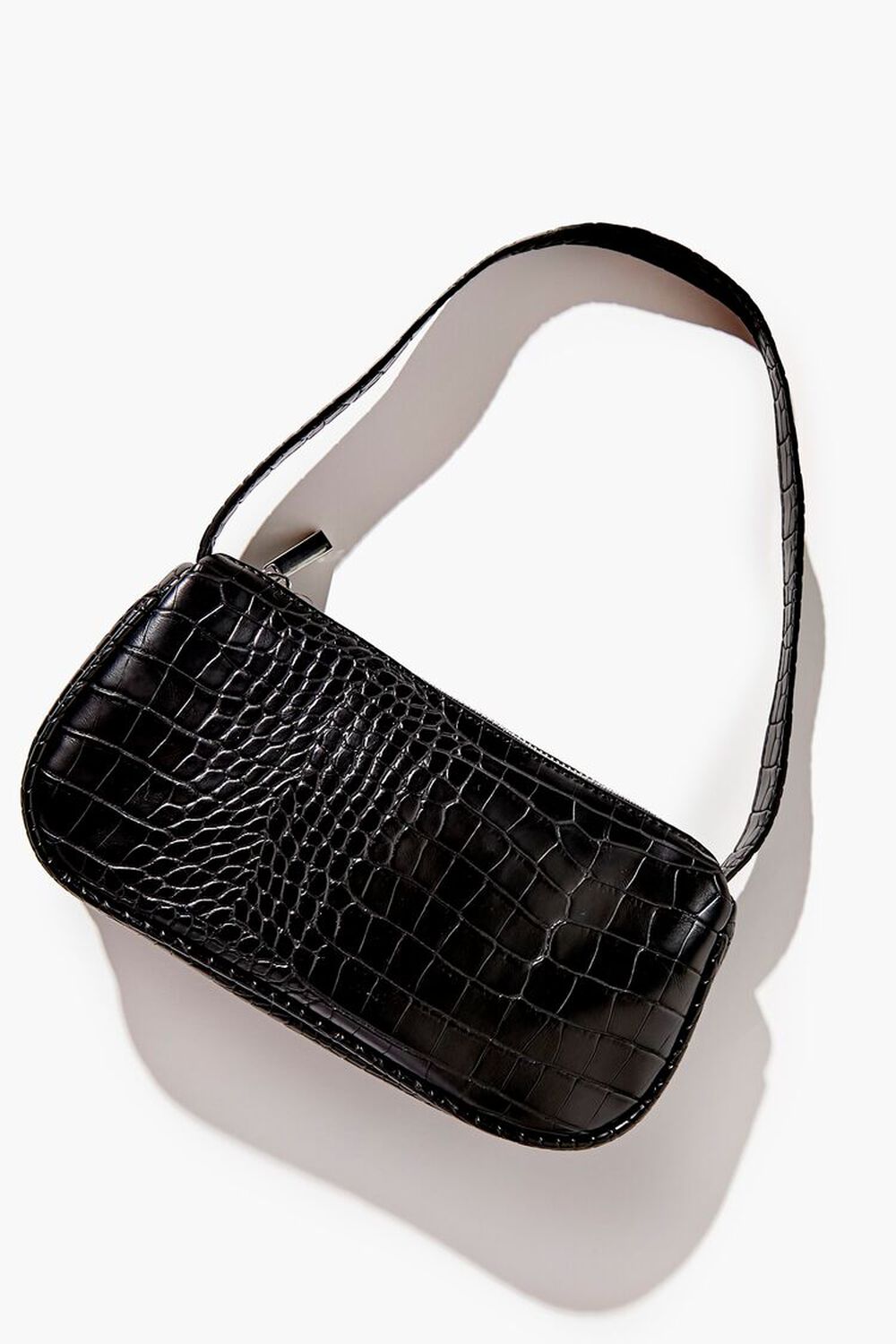 Faux Croc Leather Baguette Bag