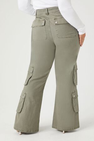 Forever 21 Women's Twill Tie-Dye Cargo Pants in Olive Green, Xs | F21