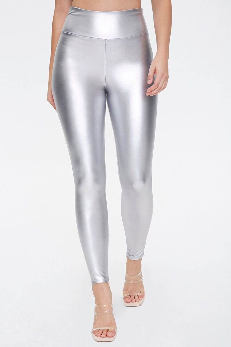 Colorfunky Ochre Shiny Leggings for Women - High Waist Metallic Leggings &  Yoga Pants at Amazon Women's Clothing store