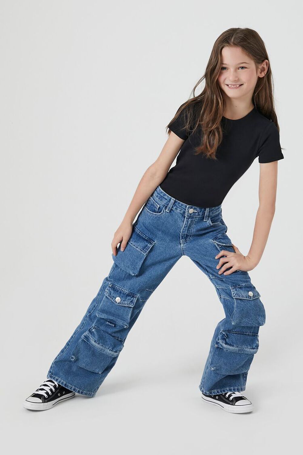 girls wide leg cargo pants, girls bottoms