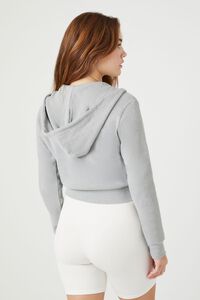 HEATHER GREY Cropped Zip-Up Hoodie, image 3