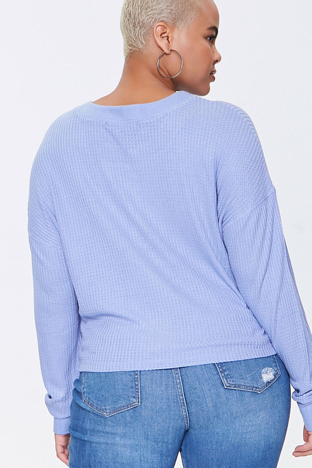 Plus Size Waffle Knit Henley Top