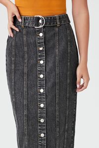 BLACK Button-Front Denim Midi Skirt, image 5