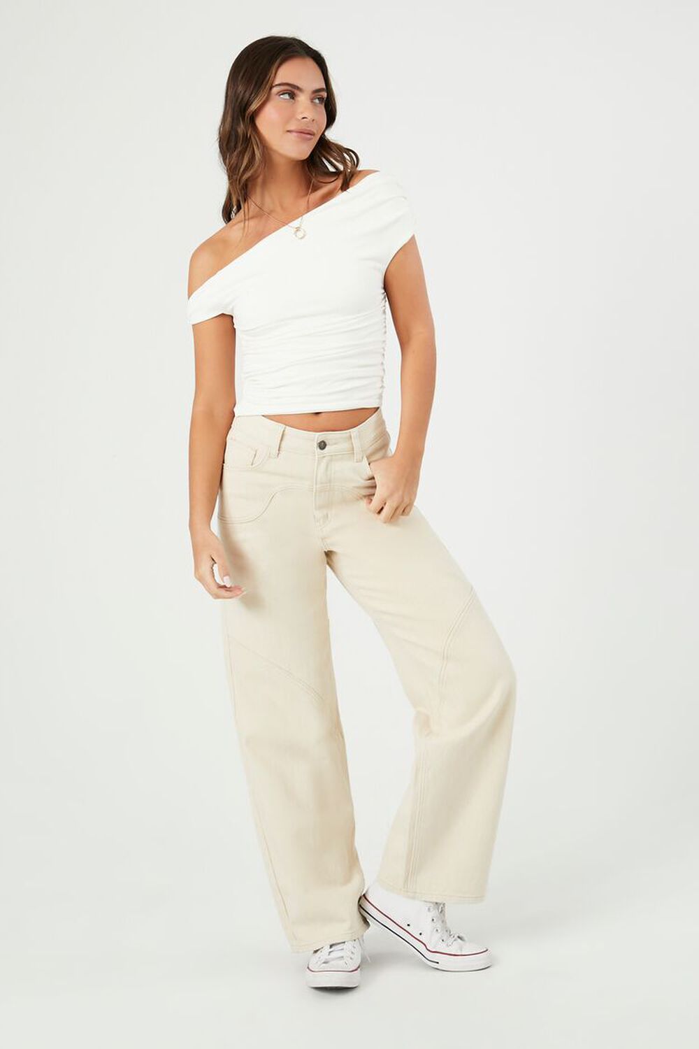 FOREVER 21 Women Nude-Coloured Solid Crop Top
