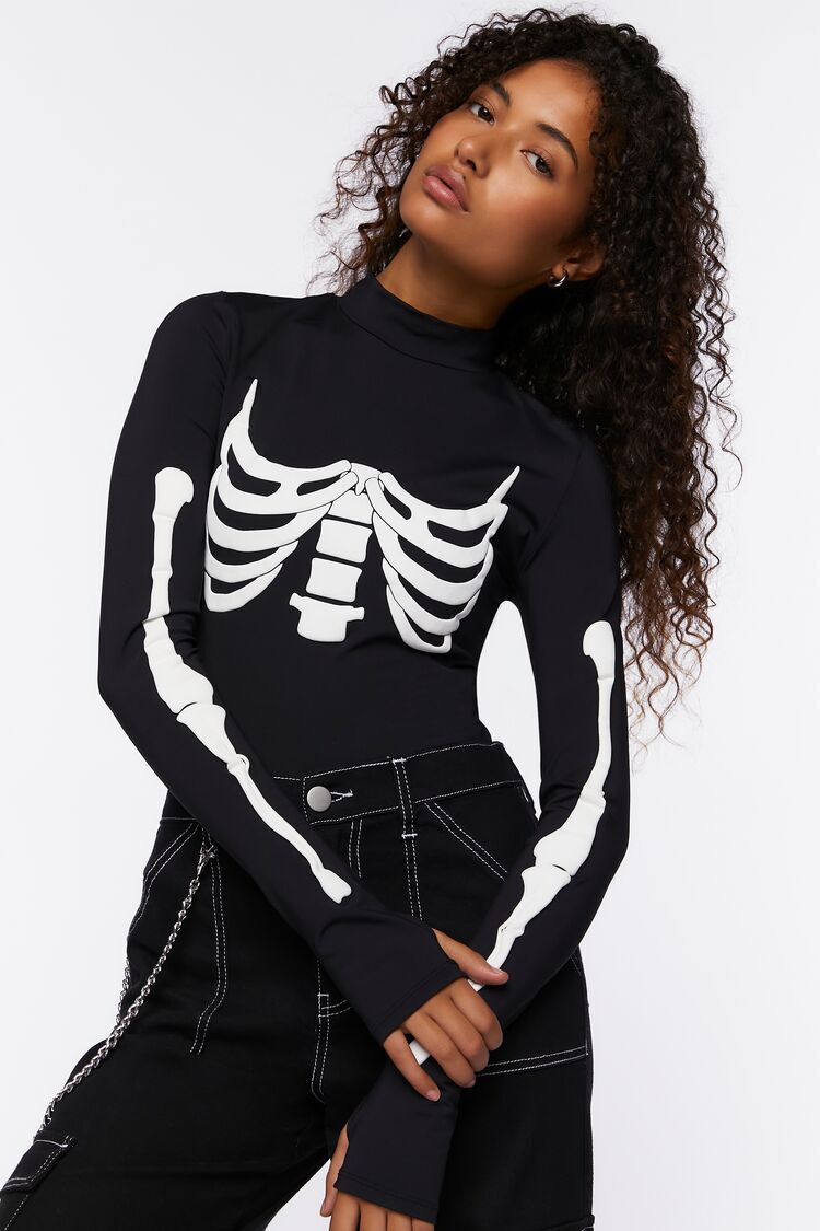 white skeleton bodysuit