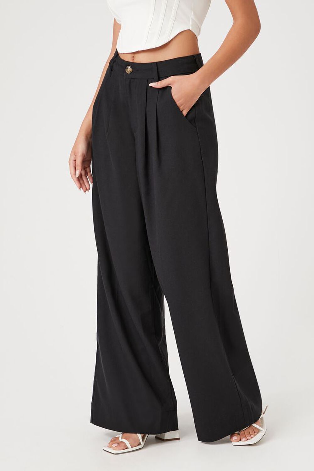 BLACK High-Rise Wide-Leg Trousers, image 3