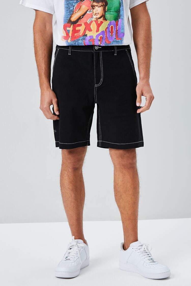 Contrast-Stitch Utility Shorts