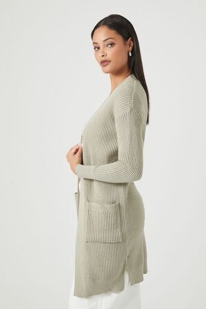 Forever 21 Women's Ribbed Longline Cardigan Sweater in Taupe Small