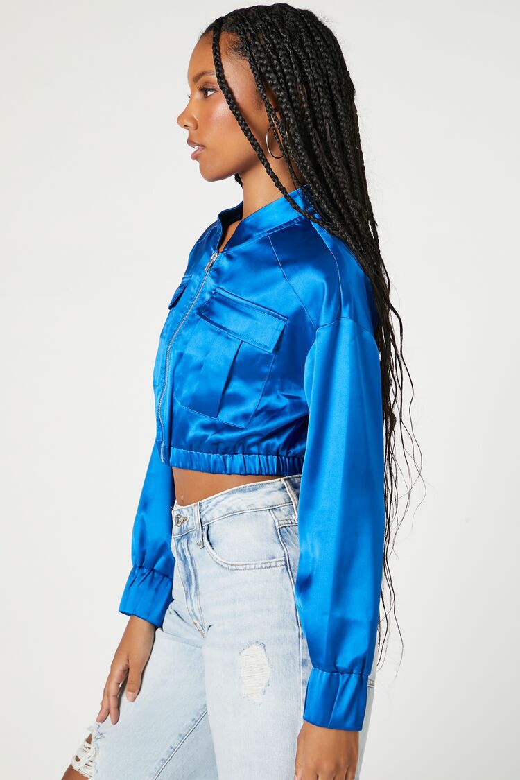 Cropped Satin Bomber Jacket   00480053 02 