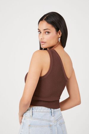 Forever 21 Women's Hook-and-Eye Halter Crop Top in Cappuccino Small