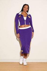 PURPLE/MULTI Plus Size Los Angeles Lakers Midi Skirt, image 1