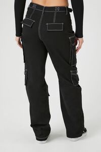 NWT FOREVER 21 Cutout Crisscross Twill Cargo Pants Size L Color Black