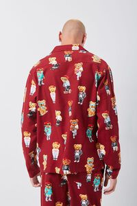 RED/MULTI Teddy Bear Print Pajama Shirt, image 3