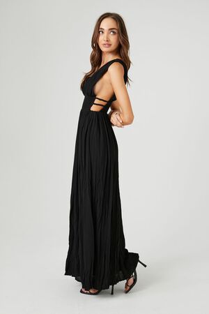 Buy FOREVER 21 Charcoal Grey Plunging Neckline A Line Dress