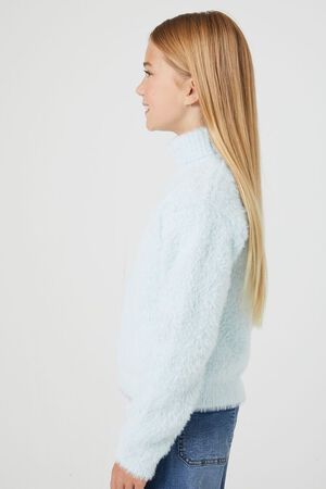 ASOS DESIGN high neck sweater in fluffy yarn in pink