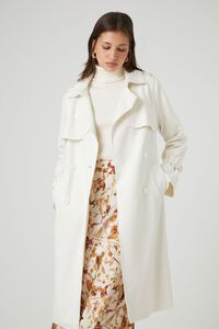 IVORY Faux Suede Trench Coat, image 2