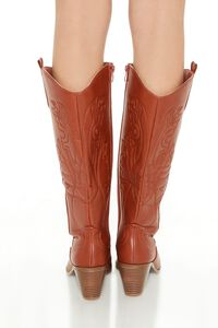 TAN Embroidered Faux Leather Cowboy Boots, image 3