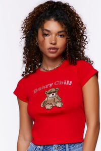 RED/MULTI Rhinestone Beary Chill Graphic Tee, image 1