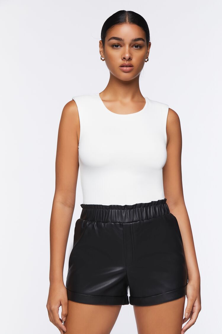 leather tie waist shorts