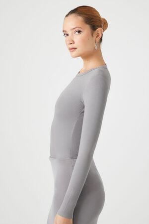 Forever 21 Women's Crew Neck Short-Sleeve Bodysuit in Grey, XL