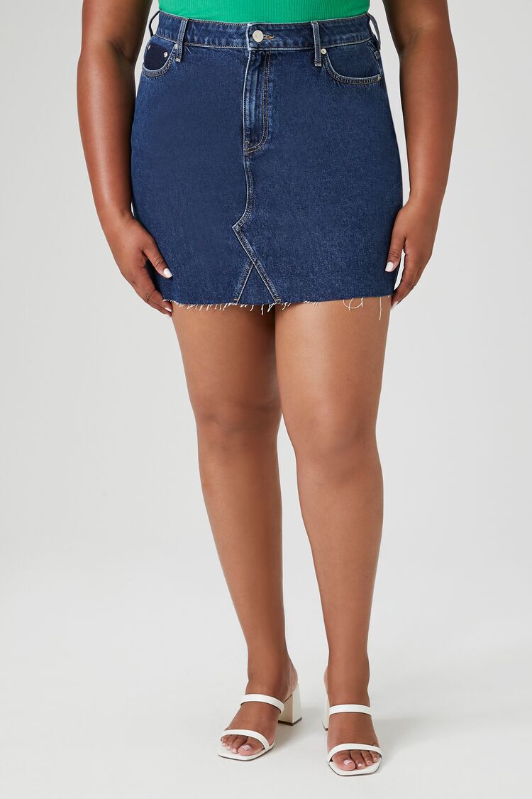 Plus Size Recycled Cotton Denim Mini Skirt