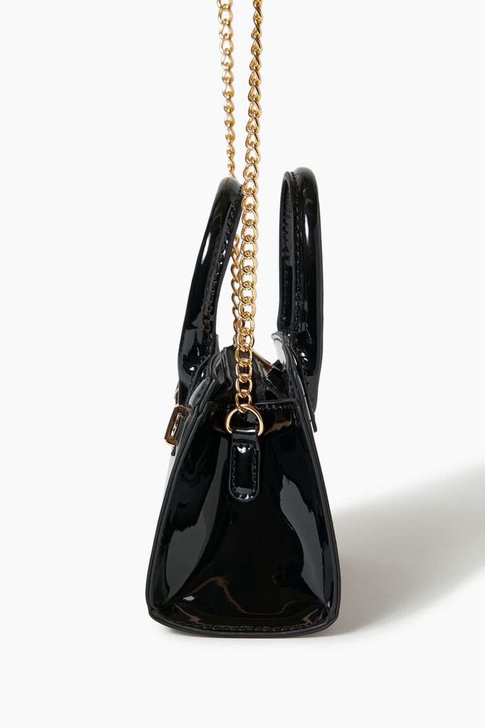 Forever 21 Women's Faux Patent Leather/Pleather Crossbody Bag in Black | F21