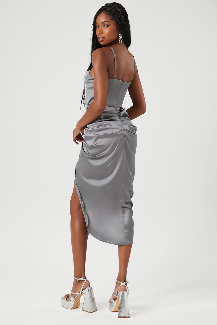 Buy Sapphire Blue Marilyn Satin Wrap Midi Dress Online - Forever New