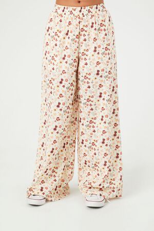Abstract Floral Wide-Leg Pants